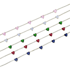 Regalo <span class=keywords><strong>di</strong></span> san valentino moda colorato cuore rosa bianco <span class=keywords><strong>di</strong></span> alta qualità ghiacciato fuori Bling CZ catena da Tennis collana <span class=keywords><strong>di</strong></span> cuore gioielli da donna - Product Image 4