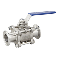 Katup Bola Stainless Steel 3-PC untuk Pengolahan Makanan SS304 SS316 Sanitary Manual Full Package Clamp Tiga Bagian untuk Air