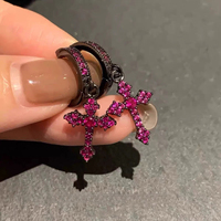 Boucles d'oreilles Huggie Vintage Sweet Cool Girl avec croix, zircon multicolore, style gothique, délicates, vente en gros