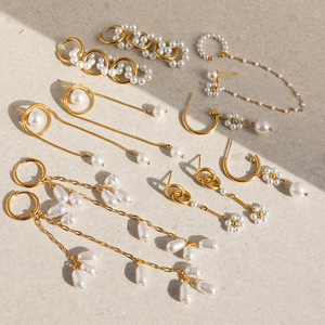 ชุดต่างหูพู่ประดับมุก ต่างหูแบบห้อย สแตนเลสสตีล สำหรับผู้หญิง สวมใส่ได้ทุกวัน ดีไซน์ทรงเรขาคณิต - Product Image 2