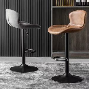 Nordic Counter Height Wooden Outdoor <b>Leather</b> Kitchen Luxury Chair <b>Bar</b> <b>Stools</b> <b>Bar</b> <b>Stool</b> High Chair - Product Image 4