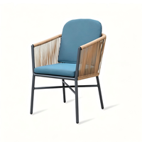 Chaises d'extérieur françaises en métal aluminium, canapé en corde grise, rotin synthétique blanc, chaise de jardin empilable en aluminium et rotin