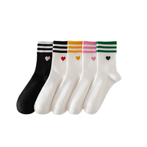 Calzini da <span class=keywords><strong>Donna</strong></span> Traspiranti <span class=keywords><strong>Senza</strong></span> <span class=keywords><strong>Cuciture</strong></span> a Righe con Cuore, Personalizzabili all'Ingrosso, per Autunno Casual - Product Image 5