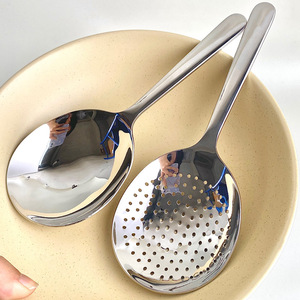 กระชอนตักอาหารสแตนเลส หัวใหญ่ หนา ทนทาน สีพื้น สำหรับโรงแรม โรงอาหาร ช้อนเสิร์ฟ S052 - Product Image 4