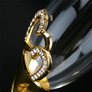 Copas de champán de cristal para pareja, Copas de cristal para fiesta, regalo de boda, suministros de <span class=keywords><strong>Bar</strong></span>, juego de copas de vino doradas - Product Image 4