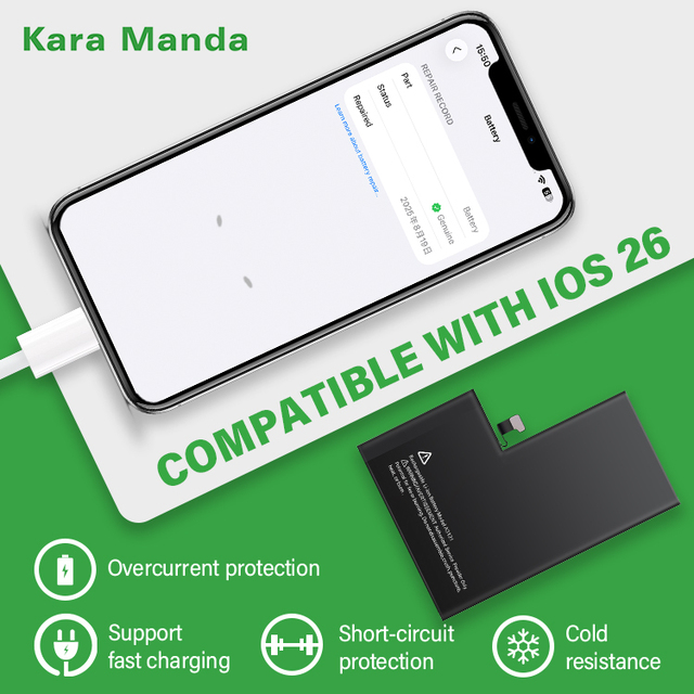 Kara Manda Factory Wholesale Diagnostic Genuine Replacement Phone Battery for IOS26 Genuine Battery for Genuine iPhone Battery