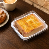 Barquettes d'emballage carrées personnalisées pour pâtisseries, en papier, avec couvercles transparents en plastique, pour desserts, biscuits et gâteaux
