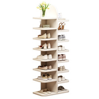 Étagère à chaussures en bois massif réglable à plusieurs niveaux, design moderne, gain de place, meuble de rangement pour la maison, le bureau, porte en métal