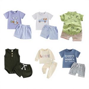 Conjunto de Pijama de Algodón Casual de Manga Corta para Niños del Fabricante, Ropa Deportiva para el Hogar con Dibujos Animados, Edades de 0 a 12 Años - Product Image 1