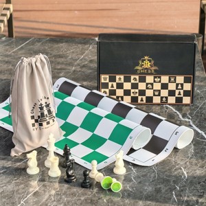 Juego de Ajedrez Portátil Personalizado de Cuero PU para Niños, Estudiantes y Principiantes; Ajedrez de Calidad Profesional en Caja, Altura del Rey 95 mm - Product Image 2