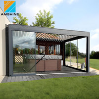 Fabrika çıkışlı dış mekan su geçirmez alüminyum panjurlu biyoklimatik sera, cam duvarlı özel alüminyum pergola