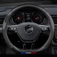 Funda para Volante de Coche de Felpa Artificial con Patrón de Fibra de Carbono en Relieve 3D, Estilo Simple, con Logotipo Personalizado