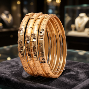 Lot de Bracelets de Luxe Dorés en Laiton Plaqué Or, Design Traditionnel, pour Femme - Product Image 2