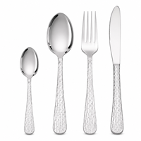 Ensemble de couverts en acier inoxydable avec manche martelé, 4 pièces, poli miroir, compatible lave-vaisselle, qualité alimentaire, pour réceptions de mariage et banquets