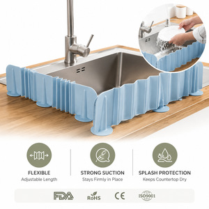 Protection anti-éclaboussures extensible en silicone pour évier avec ventouses, barrière anti-éclaboussures pour comptoir de cuisine - Product Image 5