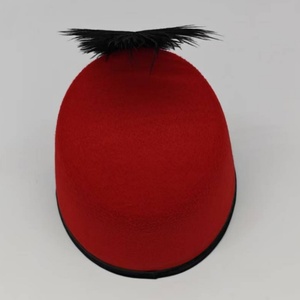 HKZB Customized Red/White Marching <b>Band</b> Cap with Gold Trim Feather <b>Hat</b> for Stage Show Festival Travel Party Unisex Four Seasons - Product Image 5