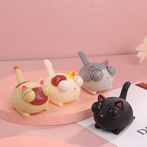 PVC <b>Squishy</b> <b>Cat</b> Fidget Toy with Round Body and Cute Face Stress Relief Sensory Toy for Office Home Travel and Wholesale - Product Image 2