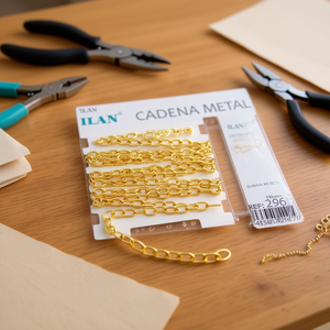 Catena in metallo Ilan, circa 1 metro, colore oro, per artigianato e creazione di gioielli - Product Image 3