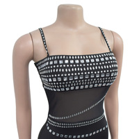 GX6989 Mode 2024, vêtements sexy, boutique, robe de soirée maxi en maille à strass sans manches, robe longue pour boîte de nuit