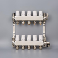 Collecteur de contrôle d'eau hydraulique haute température en acier inoxydable OEM, 2 à 12 ports, modèle JD-7004, garantie 1 an pour chauffage au sol