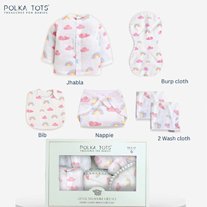 ชุดของขวัญสำหรับเด็ก Polka Tots ผ้ามัสลินลายเมฆสีรุ้ง ผ้ากันเปื้อน ผ้าเช็ดทำความสะอาดสำหรับเด็กแรกเกิด - Product Image 1