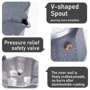 <span class=keywords><strong>Caffettiera</strong></span> Moka in Alluminio Grigio per Espresso con <span class=keywords><strong>Valvola</strong></span> di Sicurezza per Cucina Domestica e Fornello a Gas - Product Image 3