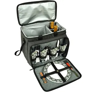 4 Persons Capacity Thermal Waterproof Portable Picnic Food Storage Insulated Lunch Meal Cooler Box Bag Set Custom Camping Work