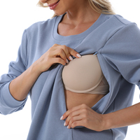 Vêtements de maternité Waffle 2026 pour l'automne ou l'hiver, pull d'allaitement, pantalon de jogging grande taille, vêtements de sport doux pour femmes enceintes
