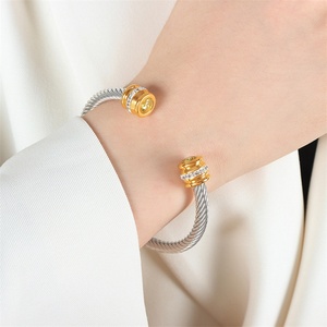Wholesale Fashion Fine Jewelry <b>Bracelet</b> Titanium Steel Colorful Zircon Charm <b>Adjustable</b> Bangle <b>Bracelet</b> - Product Image 6