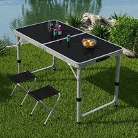 Table de camping pliable en aluminium portable avec pieds réglables, légère, pour pique-nique et barbecue en extérieur