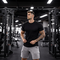 T-shirts de sport pour hommes en coton tissé extensible, surdimensionnés, personnalisés, respirants, à séchage rapide, pour la gym et l'entraînement, vente en gros, taille US