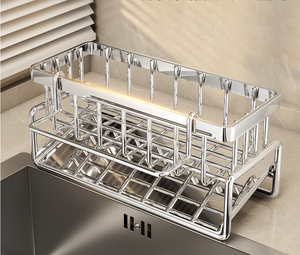 Estante <span class=keywords><strong>de</strong></span> almacenamiento metálico <span class=keywords><strong>para</strong></span> cocina y baño, con pintura horneada, sin perforaciones, <span class=keywords><strong>para</strong></span> paños, escurridor, especias, fregadero y grifo - Product Image 3