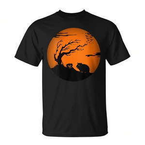 Camiseta de Halloween para hámster sirio, diseño de árbol para gatos con luna llena, color negro - Product Image 2