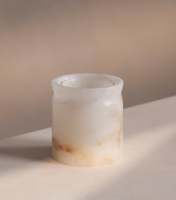 Pot à bougie WeiVibe en onyx blanc naturel translucide, décoration personnalisée en gros pour spa, hôtel, intérieur