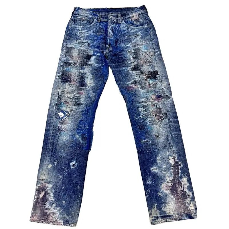 DIZNEW2024最も売れている製品ストレッチスリムストレートジーンズカスタム刺繍ストリートウェア高品質メンズジーンズ