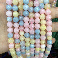Perles rondes en morganite, pierres naturelles polies, accessoires pour la fabrication de bijoux, nouveautés, vente directe d'usine
