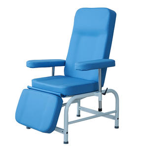 Chaise d'hôpital Medco Mk-X2 bleue, réglable manuellement, avec accoudoirs et fonction d'inclinaison, pour la don d'organes - Product Image 4