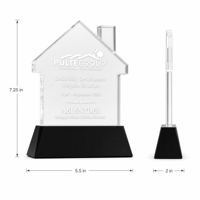 Trophée en cristal transparent Noble Landmark avec base noire, gravure personnalisée sur verre pour la reconnaissance de la leadership