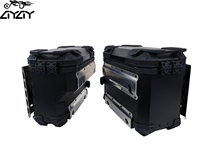 Ayay38L F2-Moto Boîte latérale de moto pliable en alliage d'aluminium à double aile, blindée, résistante aux chocs, résistante à la pression, ajustement universel