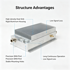 Module amplificateur de puissance radio VHF industriel, gain de 48 dB, alimentation 28-32 V, télécommande, résistant à l'eau, RF 136 MHz à 174 MHz - Product Image 5