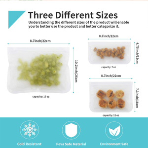 Eco Friendly Leakproof Reusable Storage <b>Bags</b> 10 <b>Pack</b> PE Zipper Silicone Food Storage <b>Bags</b> - Product Image 5