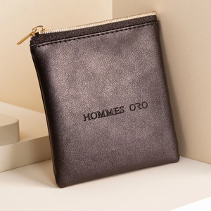 Sac à fermeture éclair en cuir PU de luxe miniature de haute qualité avec logo personnalisé en relief, boîte à bijoux - Product Image 4