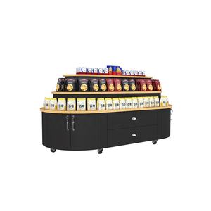 Accesorios de tienda de aperitivos personalizados de visión completa, artículos de supermercado de 3 niveles de madera, estantes de supermercado de alimentos de doble cara - Product Image 5