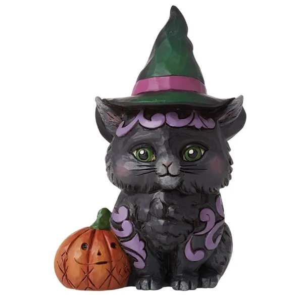 Hars Halloween Vier Seizoenen Zwarte Kat Mini Standbeeld. Halloween Decoraties