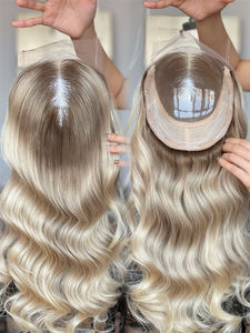 Shy Platinum Women Hair Topper Rubio Clip de cabello humano en la parte superior del cabello virgen crudo Donante único Onda suelta 18 pulgadas - Product Image 2