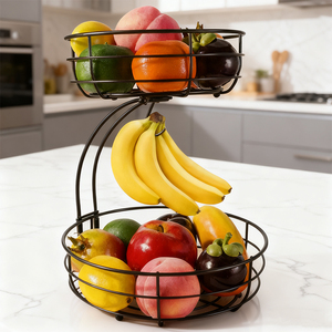 <span class=keywords><strong>Cesta</strong></span> de fruta redonda de doble capa para <span class=keywords><strong>cocina</strong></span> DaS, encimera <span class=keywords><strong>extraíble</strong></span>, <span class=keywords><strong>cesta</strong></span> de almacenamiento de frutas y verduras con gancho de plátano - Product Image 1