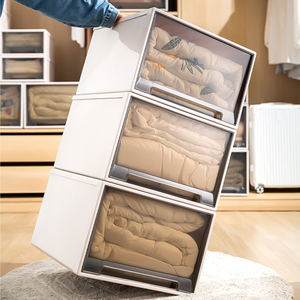 Multi-Layer jenis laci pakaian rumah tangga <span class=keywords><strong>Stackable</strong></span> laci penyimpanan Organizer susun kotak kabinet - Product Image 4