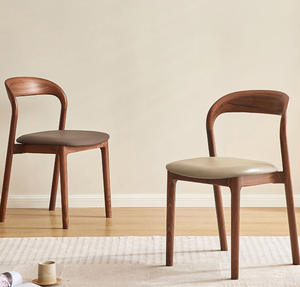 Silla de Comedor Nórdica Moderna para Hotel o Restaurante, Madera Sólida, Asiento Acolchado de Cuero PU - Product Image 2