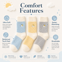 Chaussettes d'intérieur personnalisées chaudes et douillettes, 3 couleurs, chaussettes de sommeil d'hiver pour femme, épaisses, moelleuses, thermiques, douces et confortables