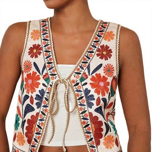 Women's Vintage Floral Style Eco-Friendly Autumn <b>Winter</b> Embroidered <b>Jacket</b> Handmade Classic O-Neck Trendy Pattern - Product Image 2